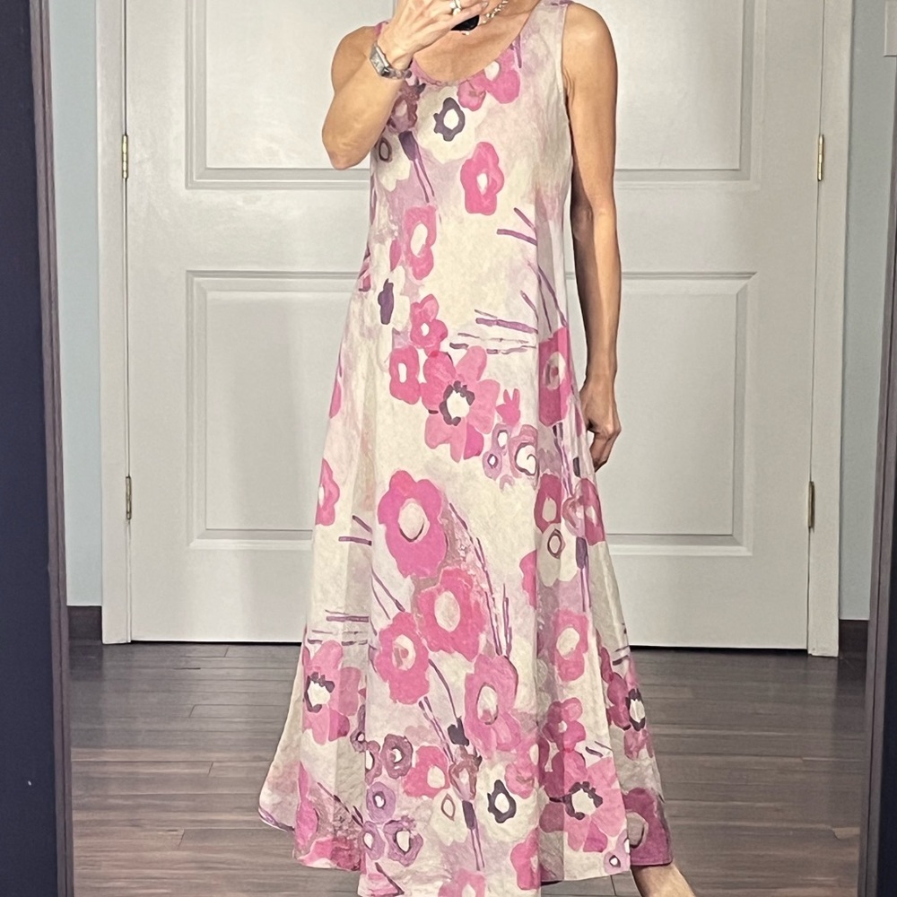 Eco Leinen A line maxi dress size XS - Picture 3 of 12
